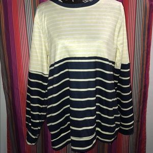 Yellow Navy & White striped shirt
